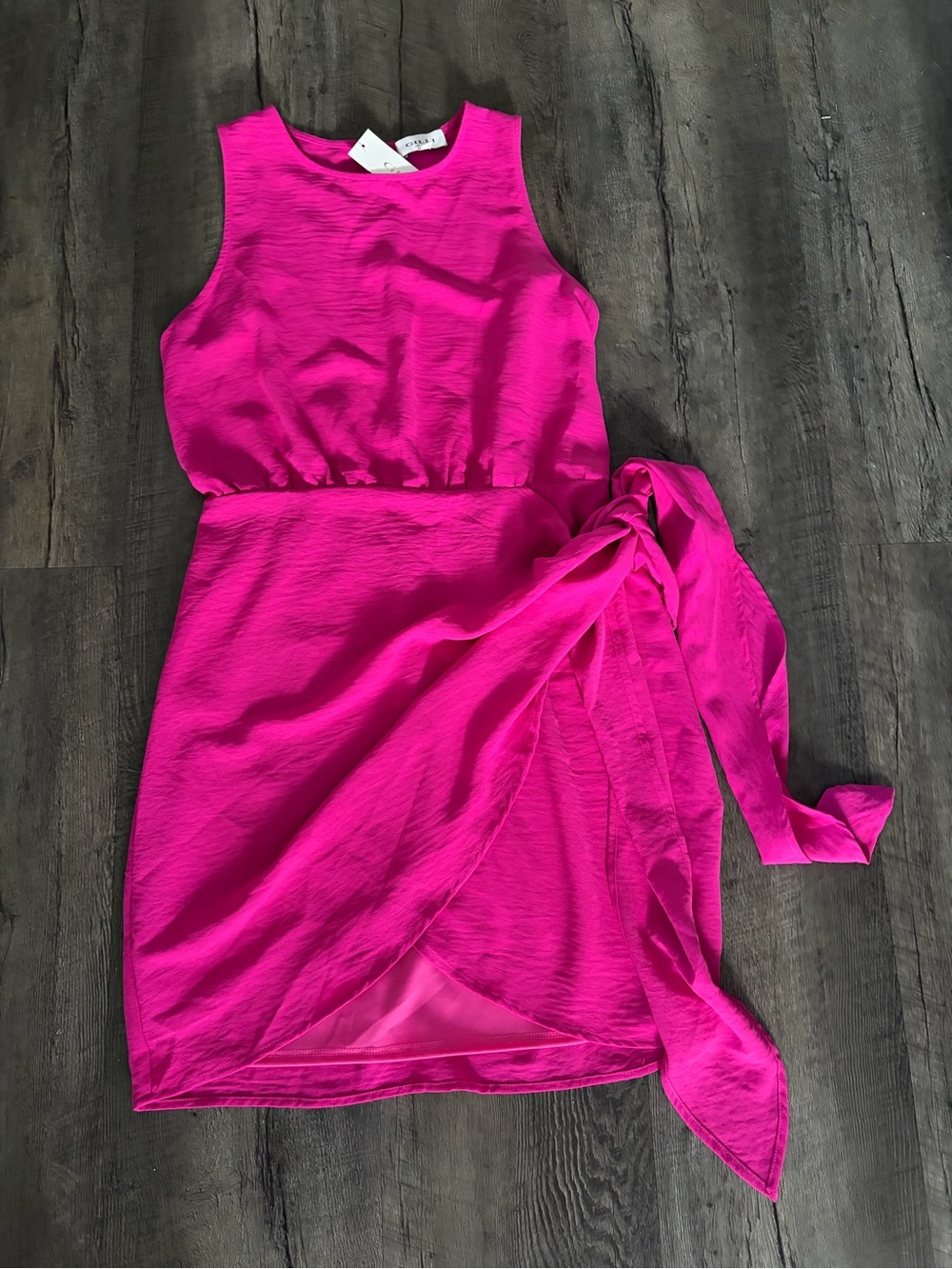 Gilli Hot Pink Sleeveless Side-Tie Mini Dress